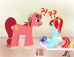 Size: 1280x987 | Tagged: safe, artist:liljdude, oc, oc only, oc:easel palette, oc:nene faberge, pegasus, pony, cute, diaper, diaper fetish, non-baby in diaper, paint, paint can, sitting