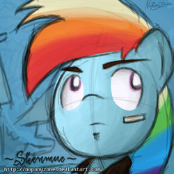 Size: 999x999 | Tagged: safe, artist:noponyzone, rainbow dash, g4, bandage, parody, ryo hazuki, shenmue