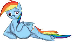 Size: 1255x716 | Tagged: source needed, safe, artist:scherzo, rainbow dash, pegasus, pony, g4, female, preggo dash, pregnant, solo