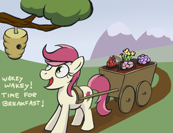 Size: 1010x777 | Tagged: safe, artist:ambrosebuttercrust, roseluck, bee, g4