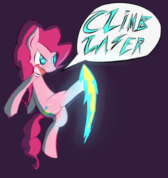 Size: 1457x1541 | Tagged: safe, artist:skunkstripe, pinkie pie, g4, action pose, attack, fight, kick, magic, speech bubble