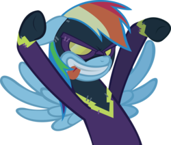 Size: 4907x4154 | Tagged: safe, artist:rainbowcrab, rainbow dash, pegasus, pony, g4, luna eclipsed, absurd resolution, clothes, nightmare night, shadowbolt dash, shadowbolts, shadowbolts costume, simple background, solo, tongue out, transparent background, vector