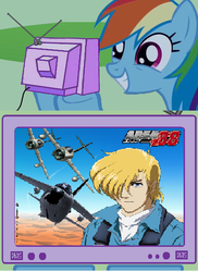 Size: 438x603 | Tagged: safe, rainbow dash, g4, area 88, exploitable meme, shin kazama, tv meme