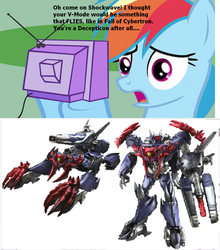 Size: 1056x1200 | Tagged: safe, rainbow dash, g4, beast hunters, exploitable meme, shockwave, transformers, transformers prime, tv meme