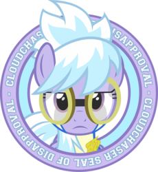 Size: 1500x1631 | Tagged: safe, artist:kotanom, artist:thatsgrotesque, cloudchaser, pony, seal, g4, disapproval, goggles, seal of approval, solo