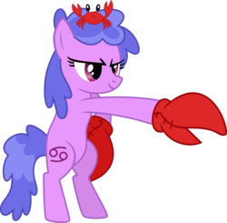 Size: 1091x1070 | Tagged: safe, artist:chipmagnum, cancer (g4), crab, earth pony, pony, g4, bipedal, cancer (horoscope), female, mare, ponyscopes, simple background, transparent background, zodiac