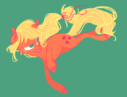 Size: 571x434 | Tagged: safe, artist:deepfriedrainbows, applejack, earth pony, pony, g4, action pose, ear fluff, eyestrain warning, female, limited palette, simple background, solo, unshorn fetlocks, windswept mane