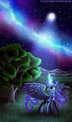 Size: 688x1162 | Tagged: safe, artist:vitafluttershy, princess luna, pony, g4, female, moon, night, solo, stars