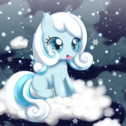 Size: 650x650 | Tagged: safe, artist:syansyan, oc, oc only, oc:snowdrop, pony, cloud, cloudy, cute, pixiv, solo