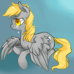 Size: 800x800 | Tagged: safe, artist:xarakayx, derpy hooves, pegasus, pony, g4, colored pupils, crying, female, flying, gradient background, mare, sad, solo, wavy mouth