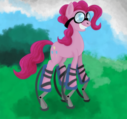 Size: 1062x1000 | Tagged: safe, artist:philith, pinkie pie, g4, goggles, jumping stilts