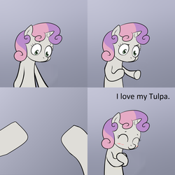 Size: 2000x2000 | Tagged: safe, sweetie belle, g4, comic, exploitable meme, hug, meme, sweetie's note meme, tulpa