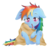 Size: 884x877 | Tagged: safe, artist:avelineh, rainbow dash, g4, backwards thermometer, blushing, sick, thermometer