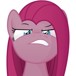 Size: 10000x10000 | Tagged: safe, artist:shinodage, pinkie pie, earth pony, pony, g4, absurd resolution, angry, female, from below, pinkamena diane pie, simple background, solo, transparent background, vector