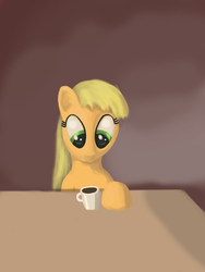 Size: 750x1000 | Tagged: safe, artist:drakmire, applejack, g4, coffee, solo