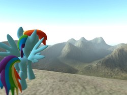 Size: 1024x768 | Tagged: safe, artist:hano, rainbow dash, g4, 3d, female, gmod, mountain, wings