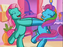 Size: 640x480 | Tagged: safe, screencap, minty, rainbow dash (g3), a very minty christmas, g3, dancing