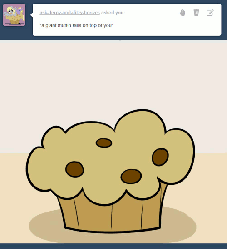 Size: 500x550 | Tagged: safe, artist:slavedemorto, oc, oc only, oc:backy, animated, ask, food, giant muffin, muffin