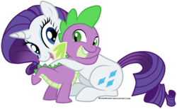 Size: 2060x1270 | Tagged: safe, artist:ravenevert, rarity, spike, dragon, pony, unicorn, g4, cute, female, hug, male, mare, ship:sparity, shipping, simple background, spikelove, straight, transparent background