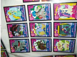 Size: 800x585 | Tagged: safe, ahuizotl, bon bon, fido, flam, flim, iron will, king sombra, lightning dust, olden pony, rover, spot, sweetie drops, diamond dog, timber wolf, g4, card, flim flam brothers, photo, trading card