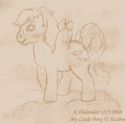 Size: 531x523 | Tagged: safe, artist:minibaah, heart throb, pegasus, pony, g1, female, mare, traditional art