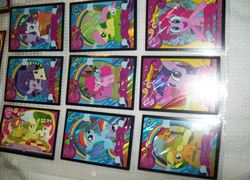 Size: 763x549 | Tagged: safe, enterplay, apple rose, applejack, auntie applesauce, fluttershy, granny smith, pinkie pie, rainbow blaze, rainbow dash, rarity, sew 'n sow, twilight sparkle, earth pony, pegasus, pony, rabbit, unicorn, g4, card, female, filly, mare, series 2, trading card, young granny smith, younger