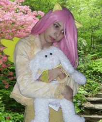 Size: 470x558 | Tagged: safe, artist:xblissfulnightmarex, fluttershy, human, g4, cosplay, irl, irl human, photo, solo, thousand yard stare