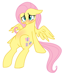 Size: 600x660 | Tagged: safe, artist:elslowmo, artist:jessy, fluttershy, pegasus, pony, g4, belly, blushing, chubby, crying, floppy ears, frown, wavy mouth