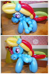 Size: 1373x2057 | Tagged: safe, artist:pashapup, rainbow dash, g4, balloon animal, solo