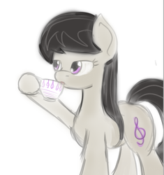 Size: 639x679 | Tagged: safe, artist:jade meteor, octavia melody, earth pony, pony, g4, cup, drinking, female, mare, simple background, solo, tea, teacup