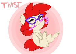 Size: 7000x5000 | Tagged: safe, artist:tyrantcomplex, twist, earth pony, pony, g4, absurd resolution, candy cane, female, glasses, mouth hold, solo