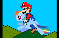 Size: 541x352 | Tagged: safe, screencap, rainbow dash, g4, crossover, male, mario, nintendo, super mario bros., youtube, youtube link