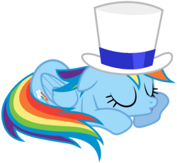Size: 978x900 | Tagged: safe, edit, rainbow dash, pony, g4, count bleck, hat, paper mario, simple background, sleeping, solo, super mario bros., super paper mario, top hat, transparent background, vector