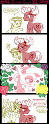 Size: 1050x2640 | Tagged: safe, artist:ficficponyfic, libra (g4), taurus (g4), virgo (g4), earth pony, pegasus, pony, comic:important decisions, g4, comic, female, libra, male, mare, ponyscopes, stallion, taurus, trio, virgo, zodiac