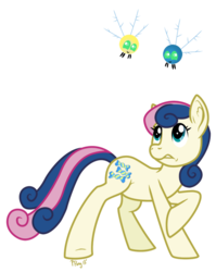 Size: 557x701 | Tagged: safe, artist:papercutpony, bon bon, sweetie drops, earth pony, parasprite, pony, g4, bon bon is not amused, female, mare, simple background, solo, transparent background