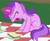 Size: 453x373 | Tagged: safe, screencap, amethyst star, sparkler, pony, unicorn, g4, my little pony: friendship is magic, the mysterious mare do well, angry, bread, cropped, glowing horn, horn, magic, open mouth, out of context, picnic, sandwich, yelling, yelling at food