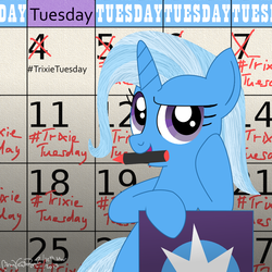 Size: 1000x1000 | Tagged: safe, artist:bvsquare, trixie, g4, calendar, hashtag, trixie tuesday