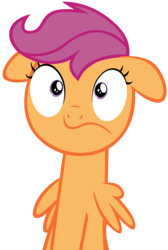 Size: 3000x4459 | Tagged: safe, artist:burnystuff, scootaloo, g4, floppy ears, reaction image, scared, simple background, surprised, transparent background, vector, wat