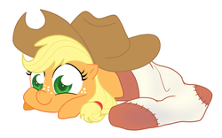 Size: 1282x800 | Tagged: safe, artist:egophiliac, edit, applejack, g4, clothes, cute, filly, recolor, sock, sock filly, socks