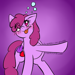 Size: 750x750 | Tagged: safe, artist:lildarkvixen, berry punch, berryshine, pony, g4, blushing, drunk, solo