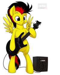 Size: 1280x1600 | Tagged: safe, artist:kloudmutt, oc, oc only, pony, bipedal, guitar, rock (music)