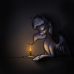 Size: 500x500 | Tagged: safe, artist:corrupted-luna, princess luna, pony, g4, candle, eyes closed, female, solo