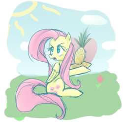 Size: 484x479 | Tagged: safe, artist:celerypony, fluttershy, pegasus, pony, g4, female, fruit, pineapple, solo