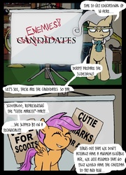 Size: 500x693 | Tagged: safe, artist:owlor, mayor mare, scootaloo, from the desk of mayor mare, g4, comic, glasses