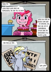 Size: 500x699 | Tagged: safe, artist:owlor, derpy hooves, pinkie pie, pegasus, pony, from the desk of mayor mare, g4, comic, female, mare