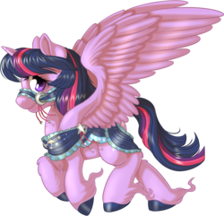 Size: 1134x1094 | Tagged: safe, artist:kittehkatbar, twilight sparkle, alicorn, pony, g4, bridle, colored hooves, cute, female, harness, leg fluff, looking at you, mare, saddle, simple background, solo, spread wings, transparent background, trotting, twilight sparkle (alicorn), unshorn fetlocks