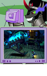 Size: 436x704 | Tagged: safe, king sombra, g4, exploitable meme, luigi's mansion, luigi's mansion: dark moon, stair boss, stairs, tv meme