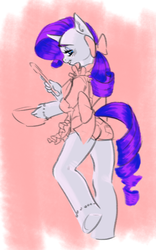 Size: 403x647 | Tagged: safe, artist:justchien, rarity, unicorn, anthro, g4, apron, clothes, female, solo