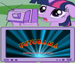 Size: 680x574 | Tagged: source needed, useless source url, safe, twilight sparkle, g4, crying, exploitable meme, futurama, male, television, tv meme, watching