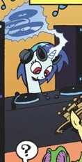 Size: 118x233 | Tagged: safe, idw, official comic, dj pon-3, vinyl scratch, g4, micro-series #3, my little pony micro-series, spoiler:comic, red eyes
